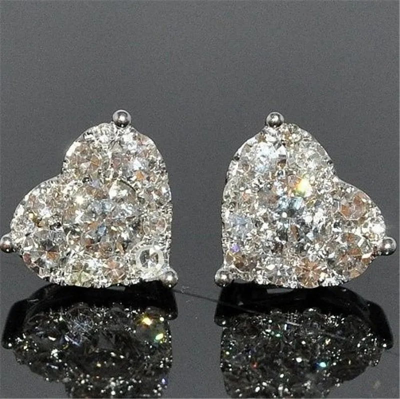 

Heart shape Stud Earrring AAAAA cz Real 925 sterling silver Bijou Statement Wedding Stud Earrings for women Bridal Party Jewelry