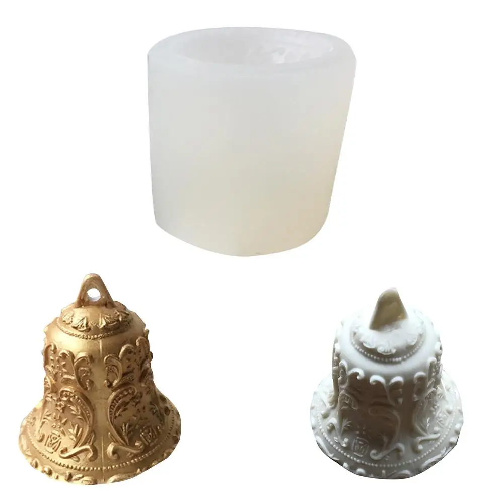 Candle Mould 3D Christmas Bells Shape Mould Aroma Candle Gypsum Mold Decoration Candle Mold DIY Handmade Silicone Moulds