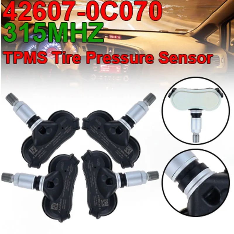 

4PCS New Tire Pressure Monitor Sensor TPMS For 2008-2013 Toyota Sequoia Tundra Sienna 315MHZ 42607-0C070 426070C070