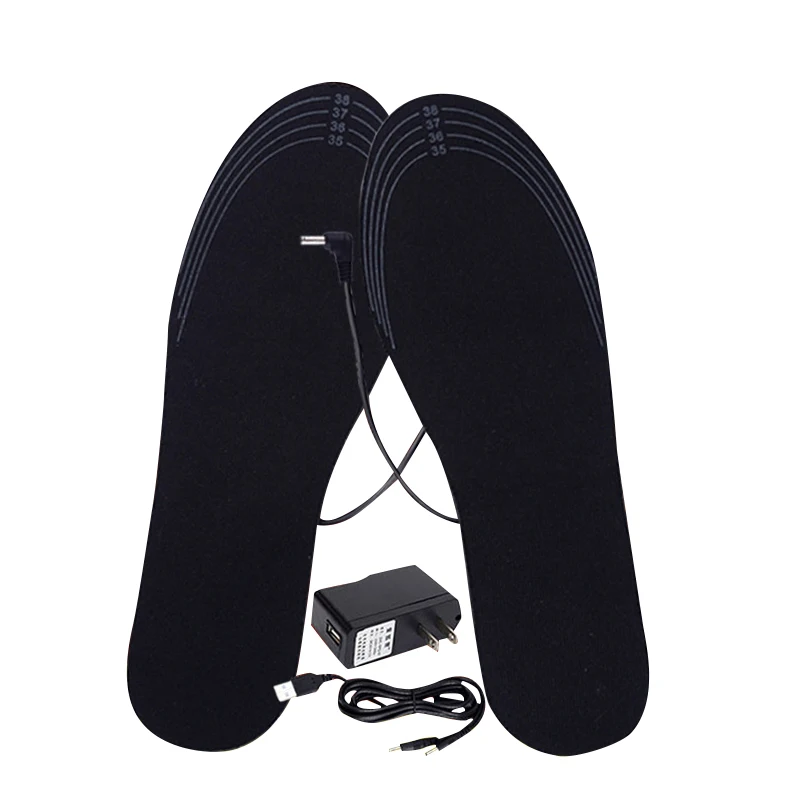 Супер-зимняя теплая стелька с USB подогревом, электрическая грелка для ног, зарядка, нагревание, моющийся размер, можно разрезать для многих видов обуви - Цвет: 35-39 With Adapter