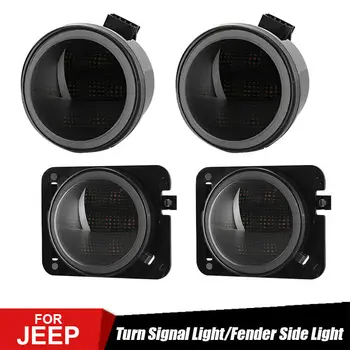 

Car LED Turn Signal Fender Side Marker Light For Jeep Wrangler 09-17 Smoke Lens Driving Lamp Exterior Parts Bulbs