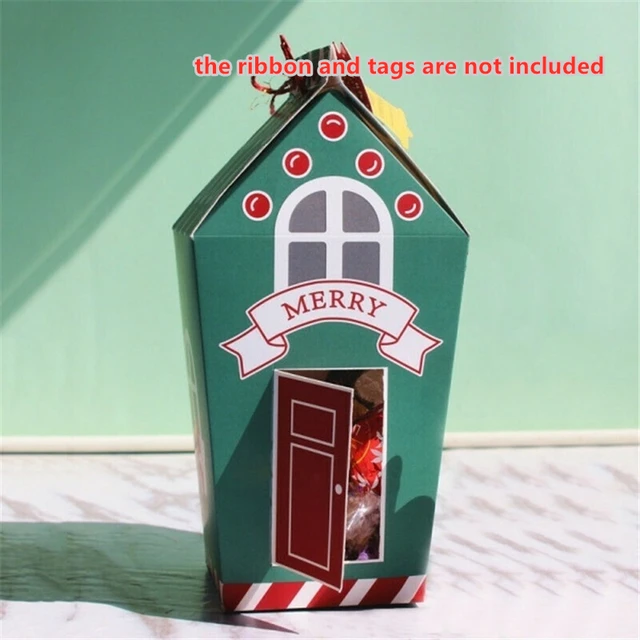 10pcs Christmas Gingerhouse Party Paper Favour Candy Gift Box Sweets Xmas F6F0