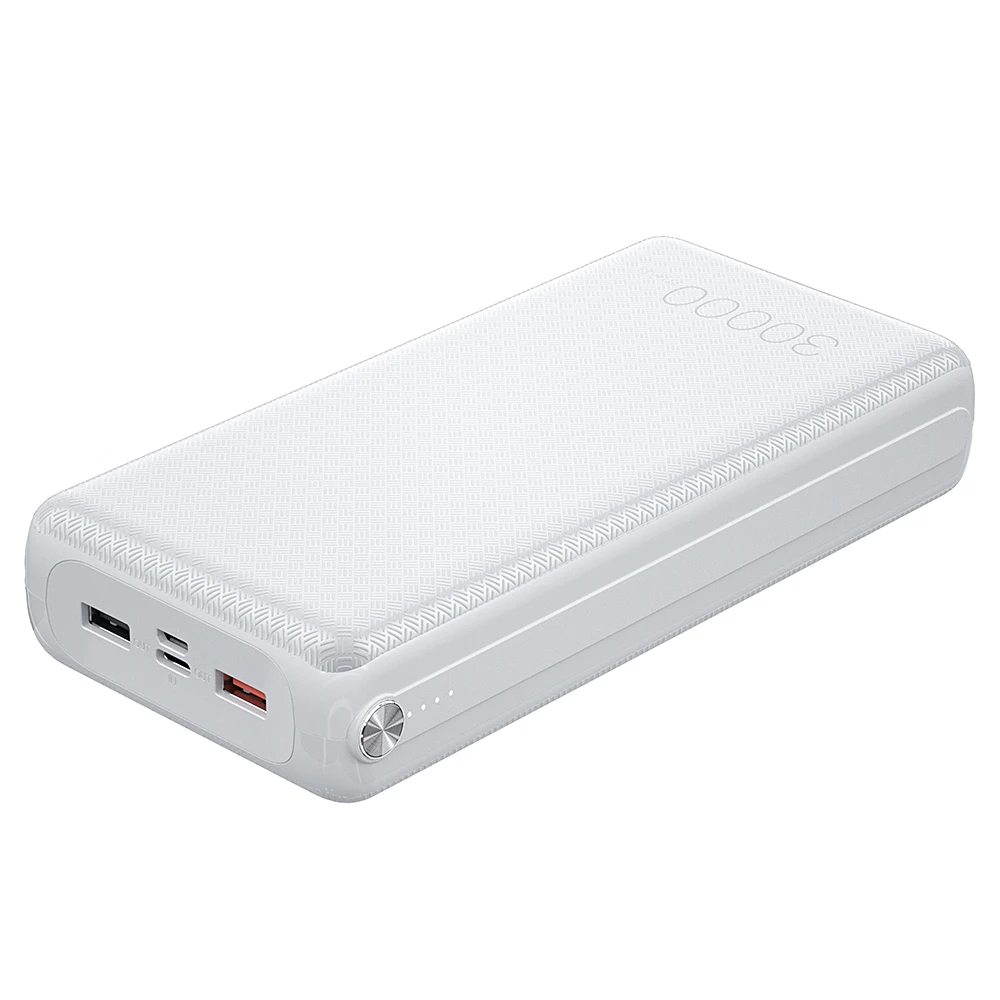 White Essager, 30000 мА/ч, зарядное устройство, быстрая зарядка, 3,0 PD, USB C, 30000 мА/ч, зарядное устройство для Xiaomi Mi, iPhone, портативное Внешнее зарядное устройство - Цвет: White