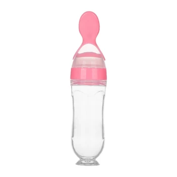 

New Infant Cereal Feeder Safe Tools For Best Gift Newborn Baby Squeeze Feeding Bottle Silicone Food Dispensing Spoon c
