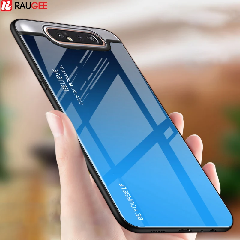 Glass Case For Samsung A80 Case Gradient Tempered Glass Cover for Samsung Galaxy A80 A 80 A90 A 90 A70 A 70 Case Full Protection