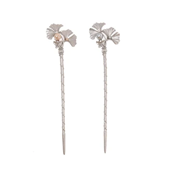 

1Pcs Retro Ginkgo Biloba Butterfly Hair Pin Alloy Rhinestone Pearl Hairpin For Fashion Women Girls Classical Hair Accessories