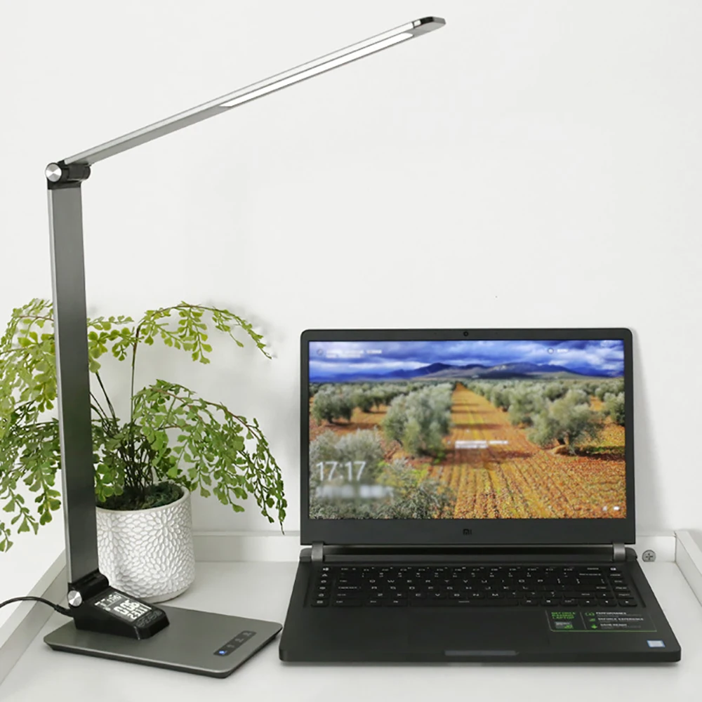 Usb перезаряжаемая Светодиодная настольная лампа, часы с календарем, беспроводная лампа для чтения, умный сенсорный датчик, управление, складной Mac стиль для студентов