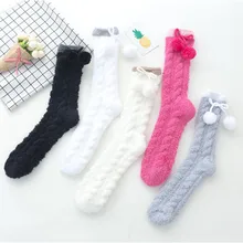 SP& CITY, 5 пар, зимние женские носки в японском стиле, милые однотонные носки, коралловые бархатные удобные носки, теплые шерстяные носки с помпонами, оригинальные носки