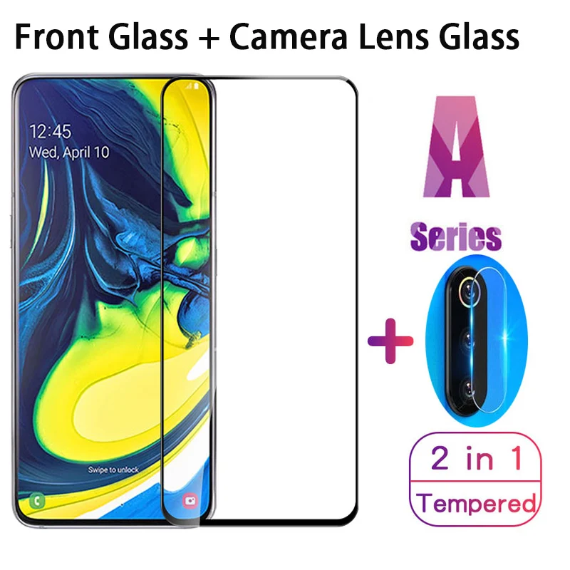 

2-in-1 Protective Glass For Samsung Galaxy A30 A70 A10 A20 A20e A50 A60 M10 M20 M30 Camera Screen Protector Film Tempered Glass