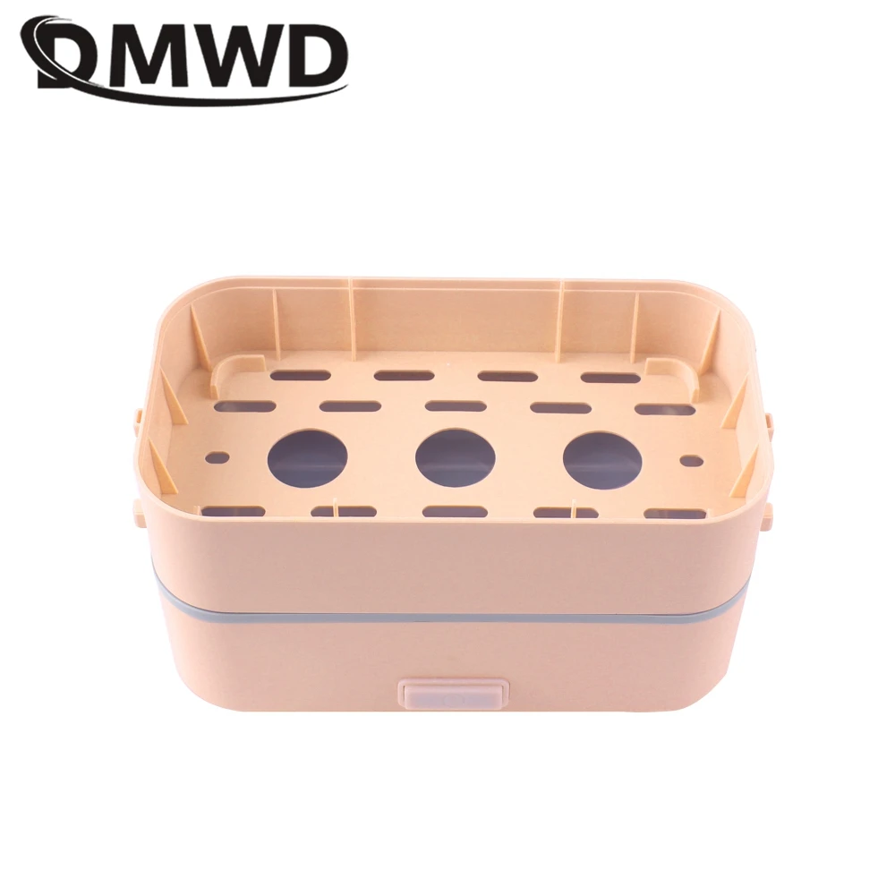 DMWD Portable Rice Cooker Heating Lunch Box Electric Thermal Food Heater Steamer Cooking Container Office Warmer 110/220V 3