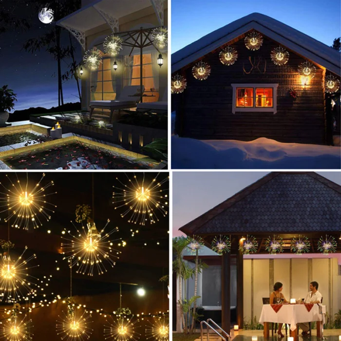 LED Starburst Lights Remote Control 8 Modes Multifunction Battery Power Stringlight Decorative Lamp P666