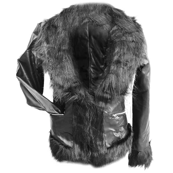 

Hot Women Fur Collar Faux Fur PU Leather Jacket Autumn Winter Warm Slim Long Sleeve Coat Plus Size Female Outerwear