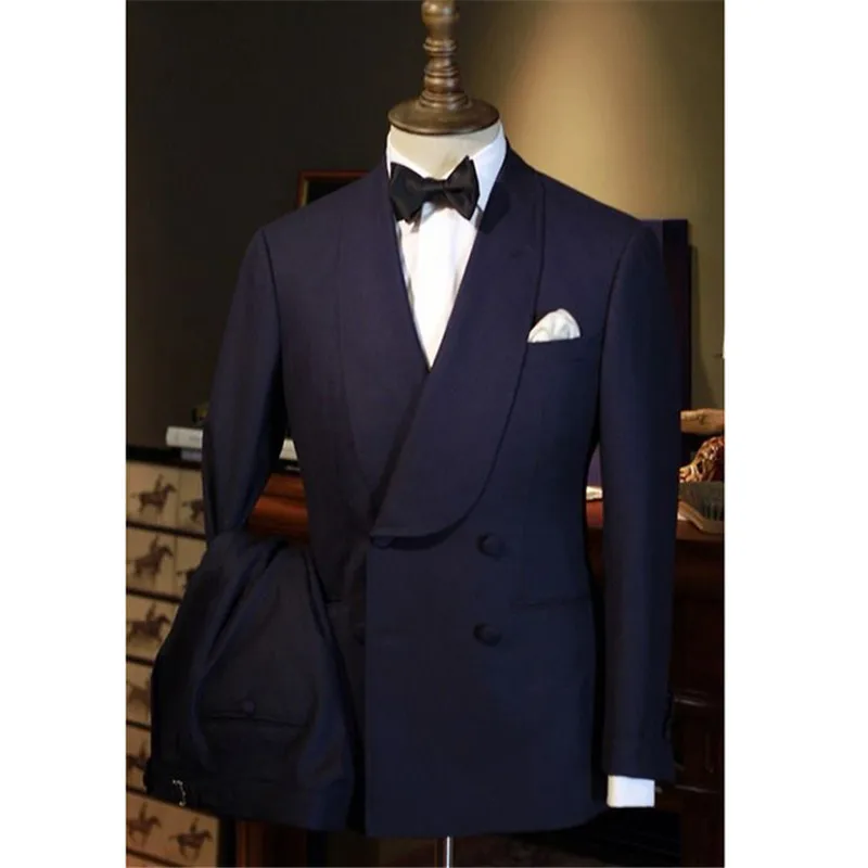 Navy-Blue-Wedding-Groom-Tuxedos-for-Prom-Party-Stage-Double-Breasted-Slim-fit-Men-Suits-Two