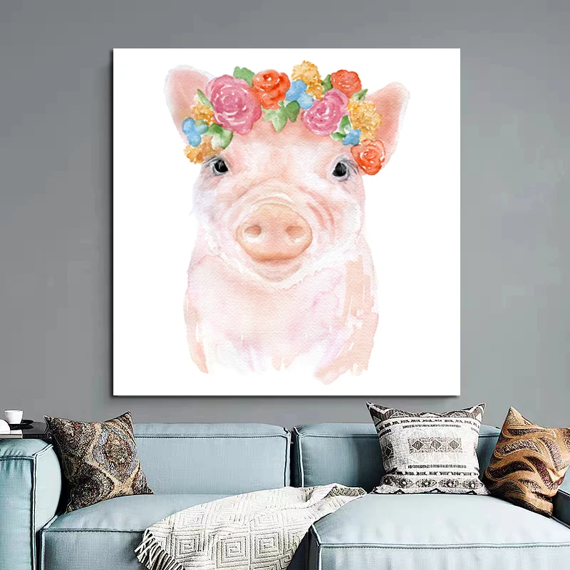 

Colored Piggy Art Poster Print Wall Art Picture Coloring Canvas Painting For Kid Unique Gift Room Decoration
