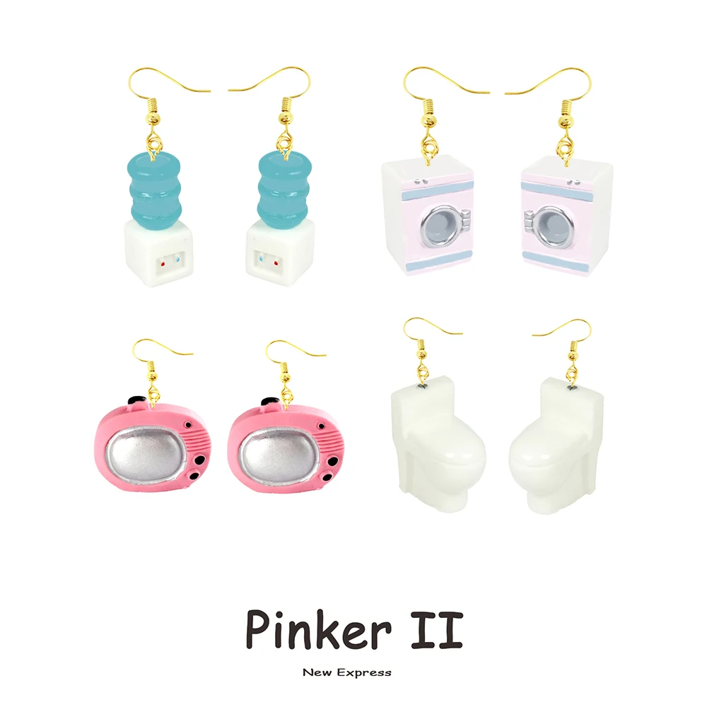 34 Style Water Dispenser Lavatrice Toilet Tv Orecchini Divertenti Esagerati Lovely Party Gift Earhook Women Girls