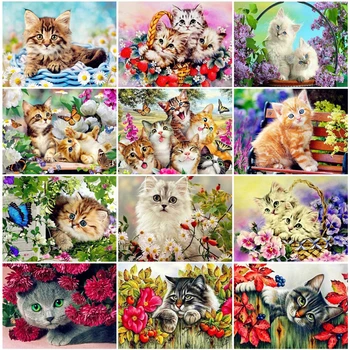 

EverShine 5D Diamond Painting Full Drill Animal Diamond Embroidery Cat DIY Needlework Beaded Cross Stitch Handmade Gift