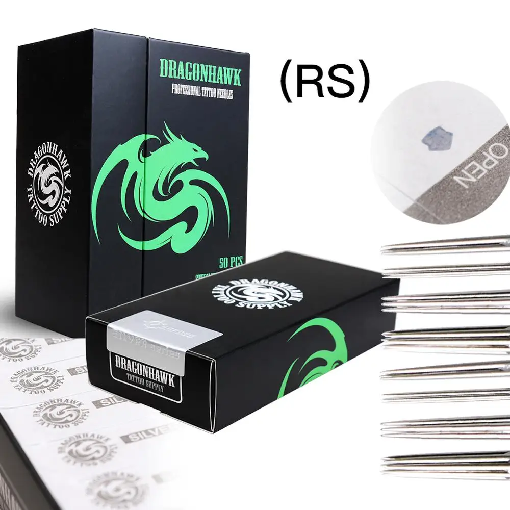 Одноразовые татуировочные иглы поставка 50 шт. Круглый шейдер RS Dragonhawk