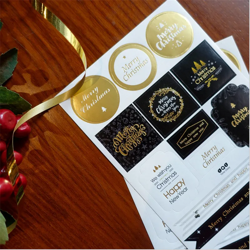 4 листа Рождественское украшение подарочные бумажные наклейки ярлыки сделай сам