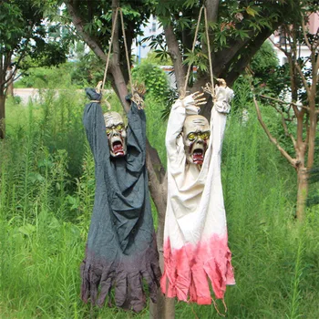 

Halloween Horror Half Body Ghost Hanging Broken Bloody Ghost Scary Voice Shake Body Haunted House Frighten Pendant Ornament