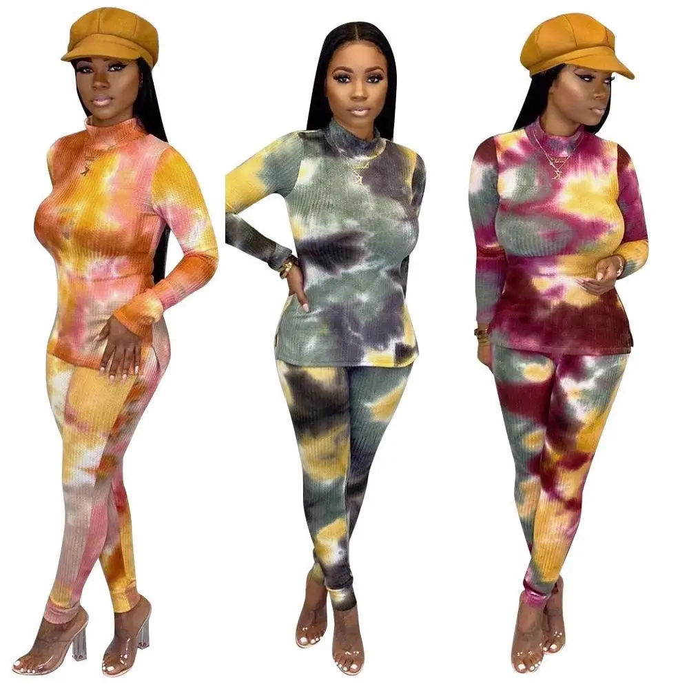 Европейский дизайн, женский комбинезон, две части, с принтом tie dye, длинный рукав, Облегающий комбинезон, женская одежда для клуба