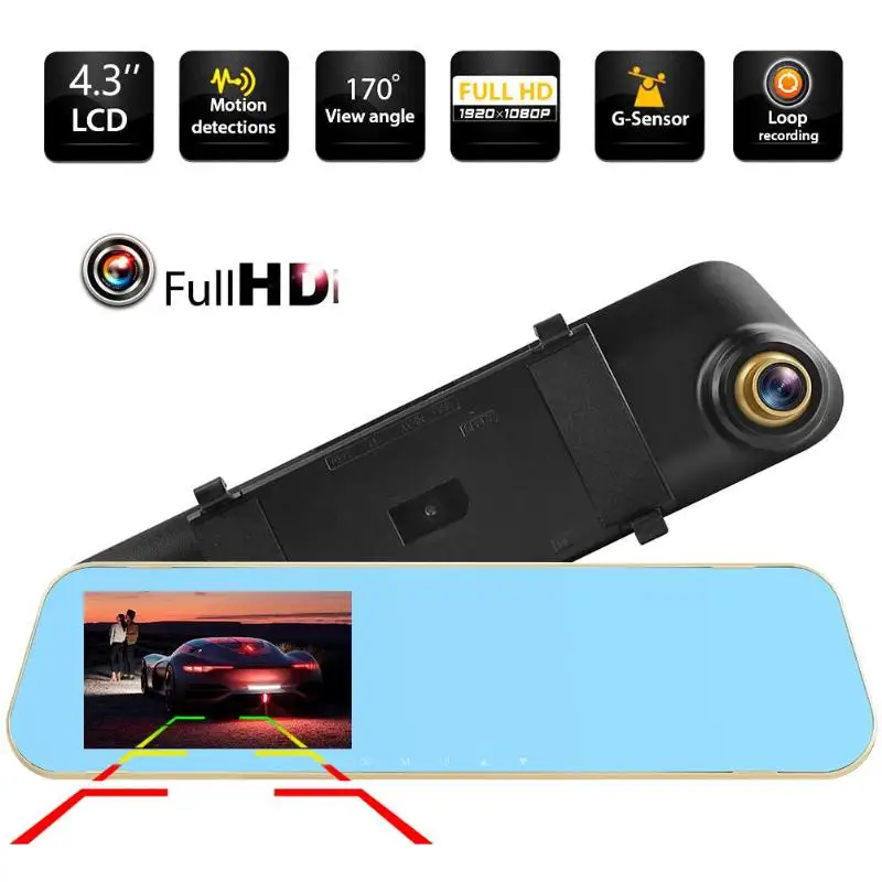 HD 1080P камера заднего вида Классическая деликатная T103B HD 1080P Автомобильное зеркало заднего вида DVR камера 170 объектив циклическая запись видеорегистратор