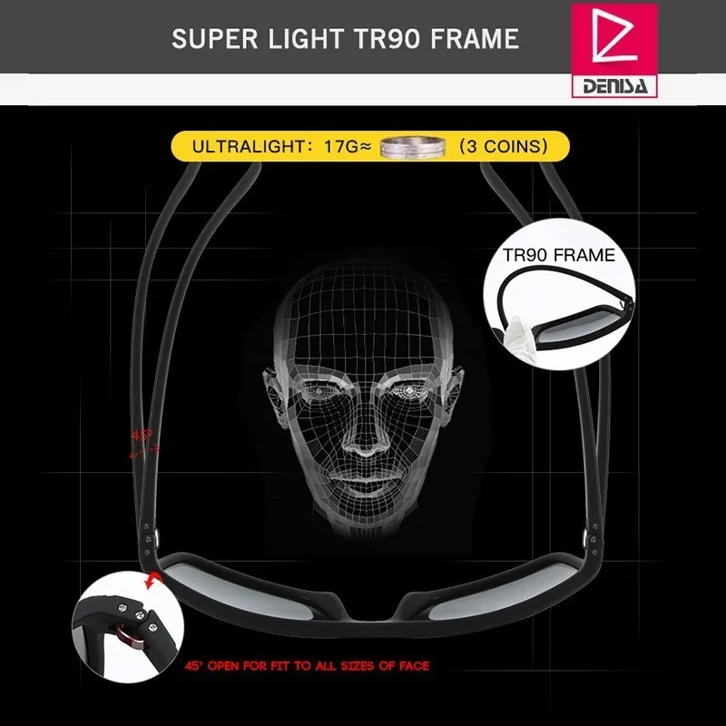 DENISA, уникальные, TR90, оправа, поляризационные солнцезащитные очки для мужчин,, трендовые, зеркальные, квадратные солнцезащитные очки, мужские, UV400, защита, T35800