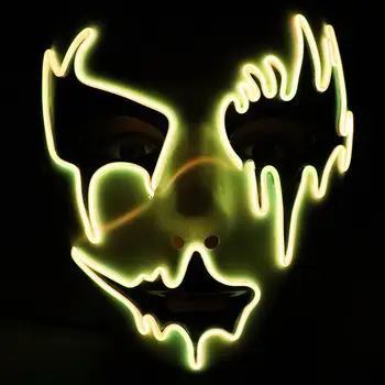 

Unisex EL Wire Luminous Halloween Masquerade Full Face Mask Mardi Gras Costume Glowing Halloween Mask Party Prop Accessory