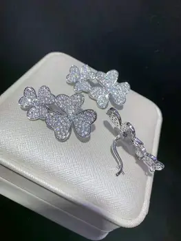 

High-grade three color zircon micro inlay DIY jewelry accessories flowers clip fashion long sweater chain link clasp