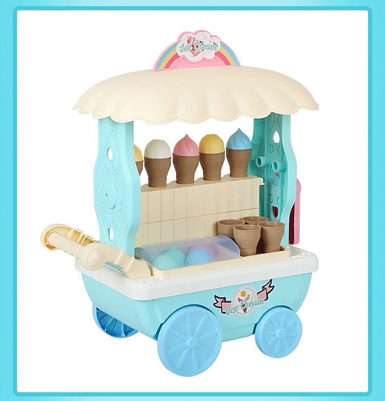 Игровой дом игрушки Мороженое продажи Pushcart Девушки Конфеты тележка набор с детской песней история