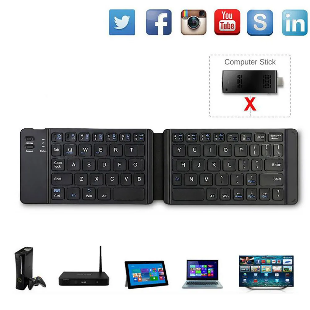 Складная мини клавиатура Bluetooth 3 0 складная беспроводная для IPad Huawei Samsung Lenovo Xiaomi
