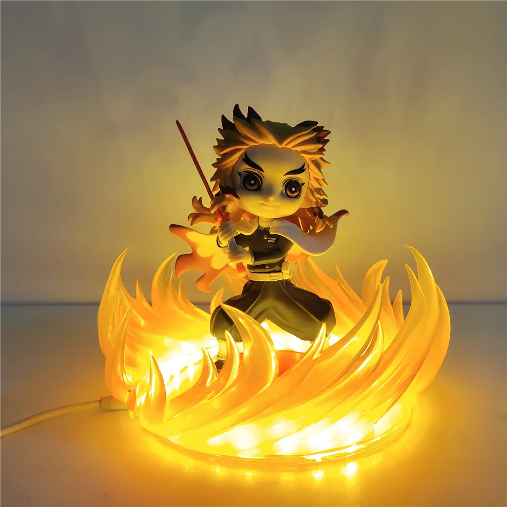 Kimetsu no Yaiba Rengoku Shinjurou Kyoujurou Anime Figures Demon Slayer LED DIY Set Demonic Action Figurine Model Doll Figma Toy