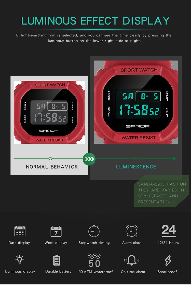 2020 New SANDA White Women Sports Watch Women Matcha Green Waterproof Ladies Jelly Digital Watches reloj mujer relogio feminino