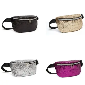 

Women Girls Sequins Waist Fanny Pack Belt Bag Travel Hip Bum Bags Small Purse Chest Phone Pouch