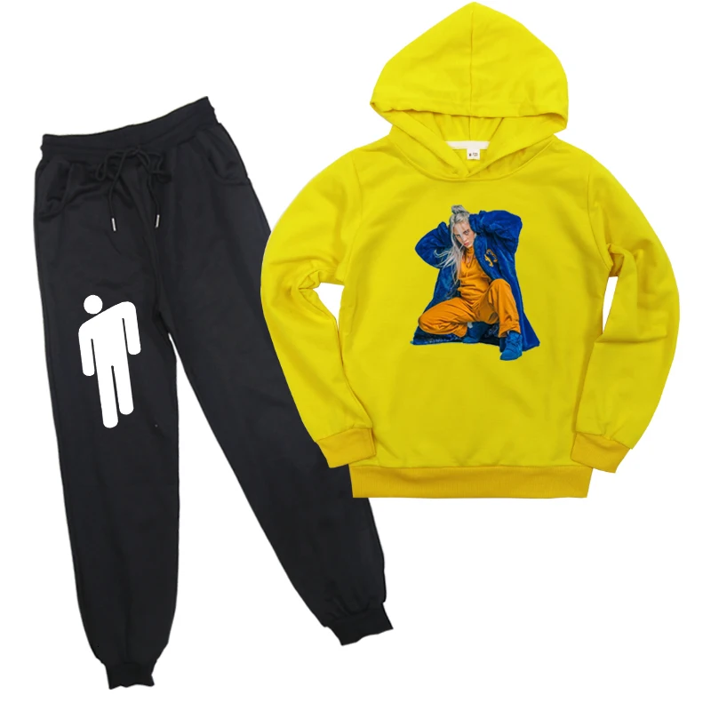 Модный комплект одежды из 2 шт./компл. Ropa Hombre Billie Eilish спортивный костюм Для мужчин повседневные толстовки брюки по доступной цене, повседневная одежда для подростков ткань Толстовки костюмы