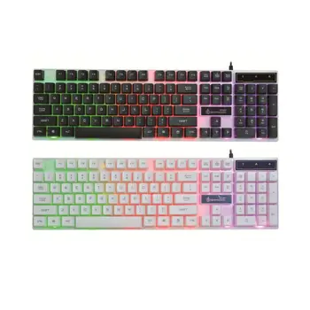 

USB Computer Wired Keyboard Colorful Backlit Game Rainbow Glow Floating Button