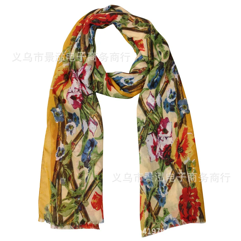 

Flower Flower Rose Fence Europe And America Hot Selling Spring And Summer Thin on Both Sides of Pull Shall on Both Sides of Crim