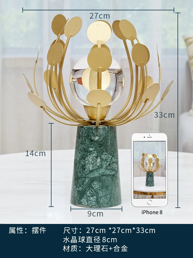 

Light luxury marble crystal ball decoration European style living room TV cabinet creative home