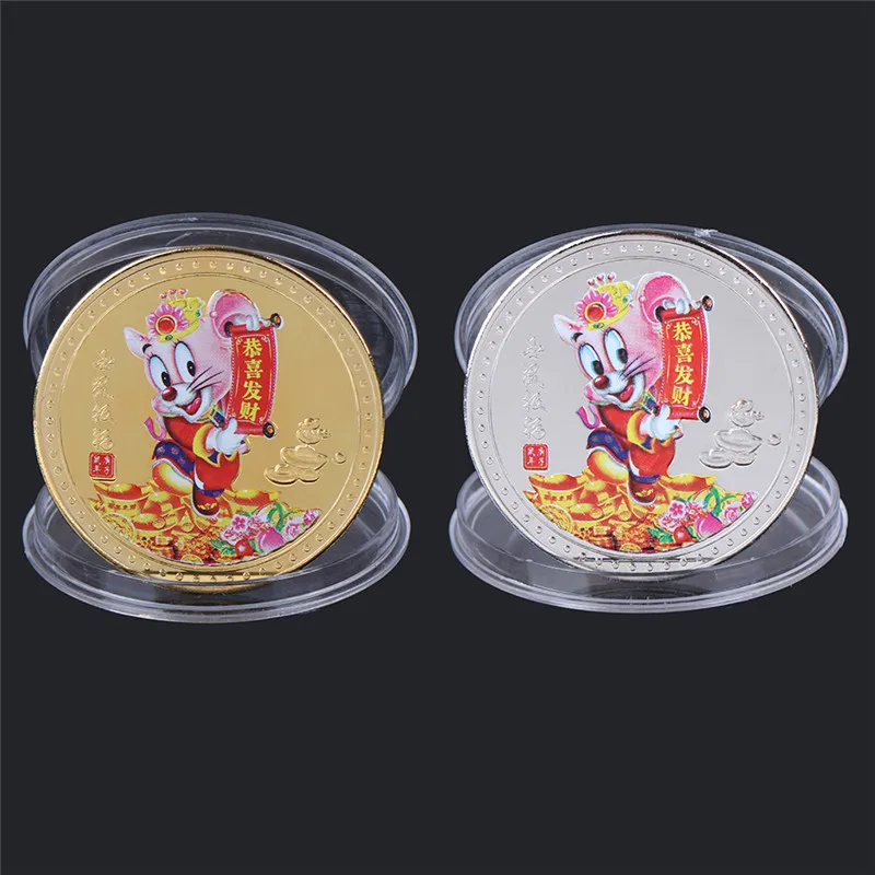 Милые крысы покрытые не монеты иностранных валют украшения для дома в китайском стиле зодиака серебряные коллекционные монеты копии монет животных на день рождения подарки