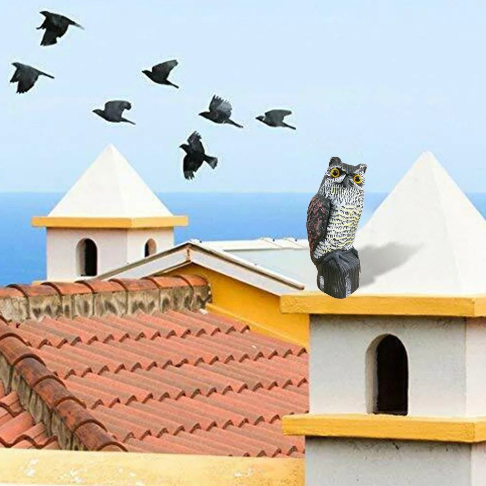 

Home Fake Solar Powered Garden Tool Ornaments Protection Lifelike Decor Owl Decoy Yard Realistic Pest Control Bird Scarer