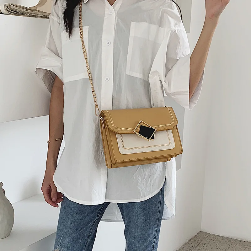 

Mini Bags2019 Graceful Chain Small Bag Stereotypes Contrast Color Small File Holder Oblique Single-shoulder Bag for Women