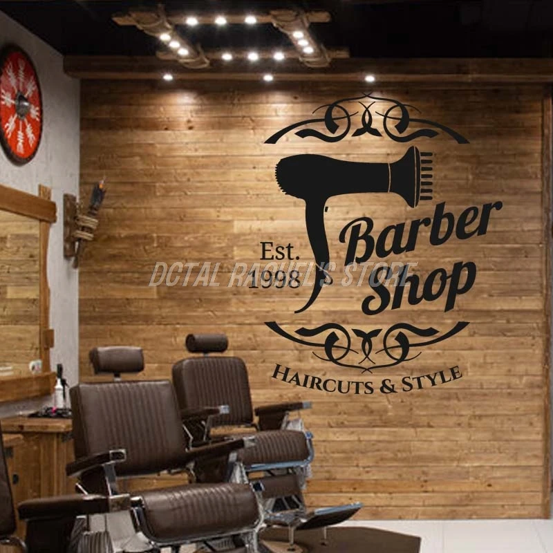Barbershop Wall Decal Wall Vinyl Sticker Hairdressing Salon Interior Art Wall Murals Wall Barber Decor