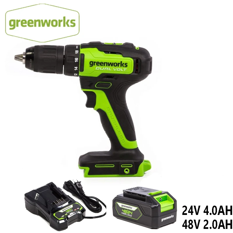 Greenworks taladro inalámbrico de 24v/48v, sin escobillas de doble voltios, herramientas eléctricas de Nm con batería y eléctricos| - AliExpress