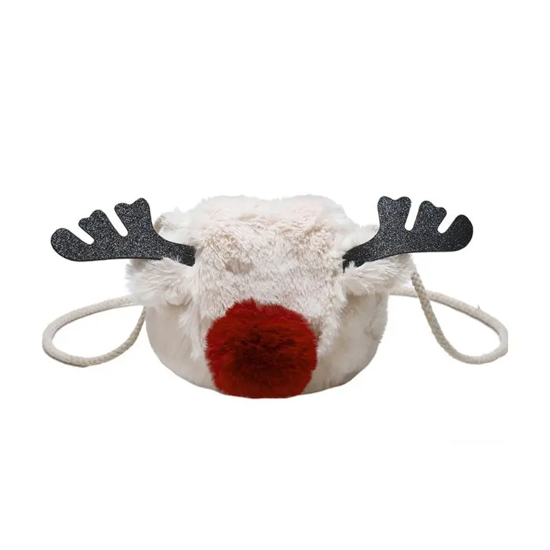 

Christmas Plush Shoulder Bags Downy Surface Elk Shape Ladies Handbag for Party X5XA