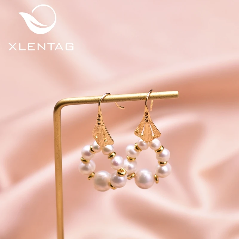 XlentAg кленовый лист натуральный жемчуг круглые серьги женские крючок для женщин