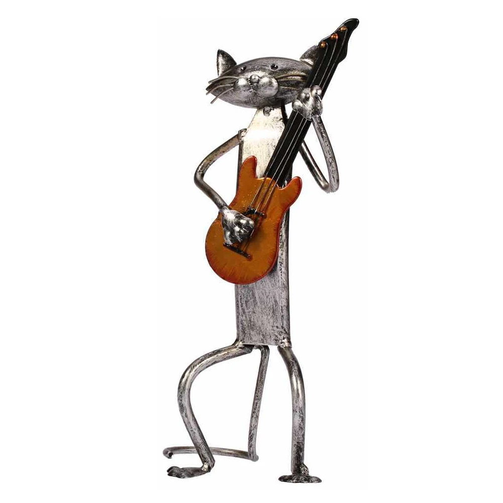 Gift Cat Sculpture Desk Decorative Crafts Figurine Living Room Modern Simple Small Handmade Home Ornament Office Iron Art
