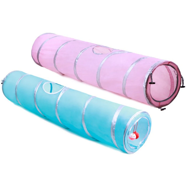 2 цвета складной Crinkle котенок щенок играть кошка туннель для кошек 2 отверстия кошки играть трубы с шариками кошки игрушка Прямая поставка