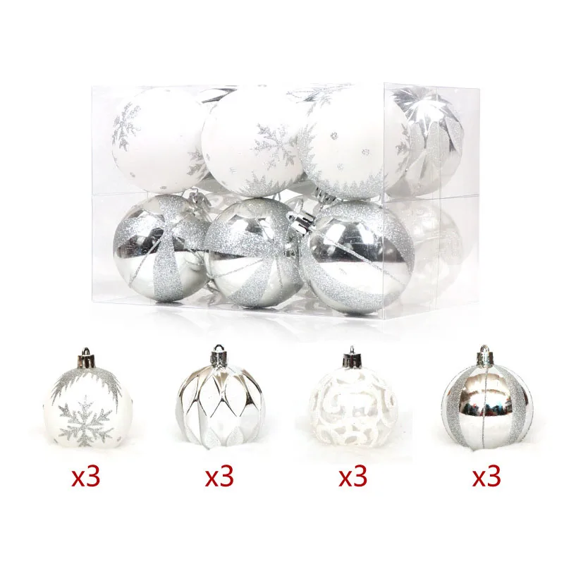 12 шт./лот, 6 см, Рождественский шар, подвесные елочные украшения, вечерние украшения, фиолетовый/серебристый/красный/золотой
