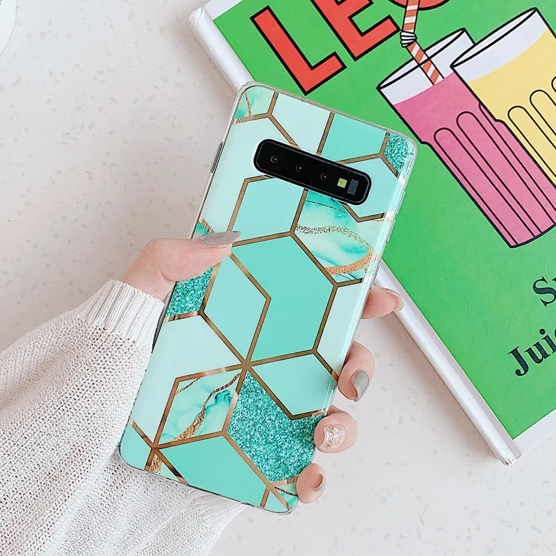 Geometric Marble Phone Cases For Samsung Galaxy Note 10 Pro Note 8 9 S10 S9 S8 Plus S10e Electroplated Soft IMD Back Cover Case - Цвет: style6