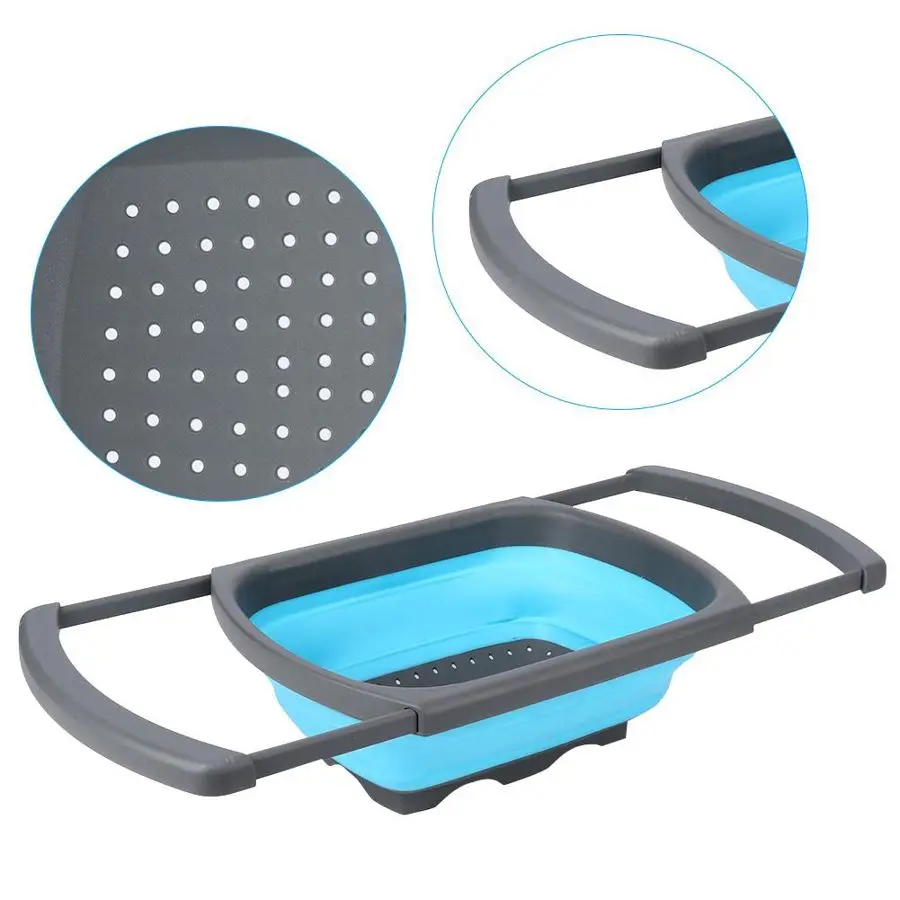 Folding Washing Drain Basket Environmental Food Fruit and Vegetable Washing Basket Outdoor Camping Kitchen Supplies