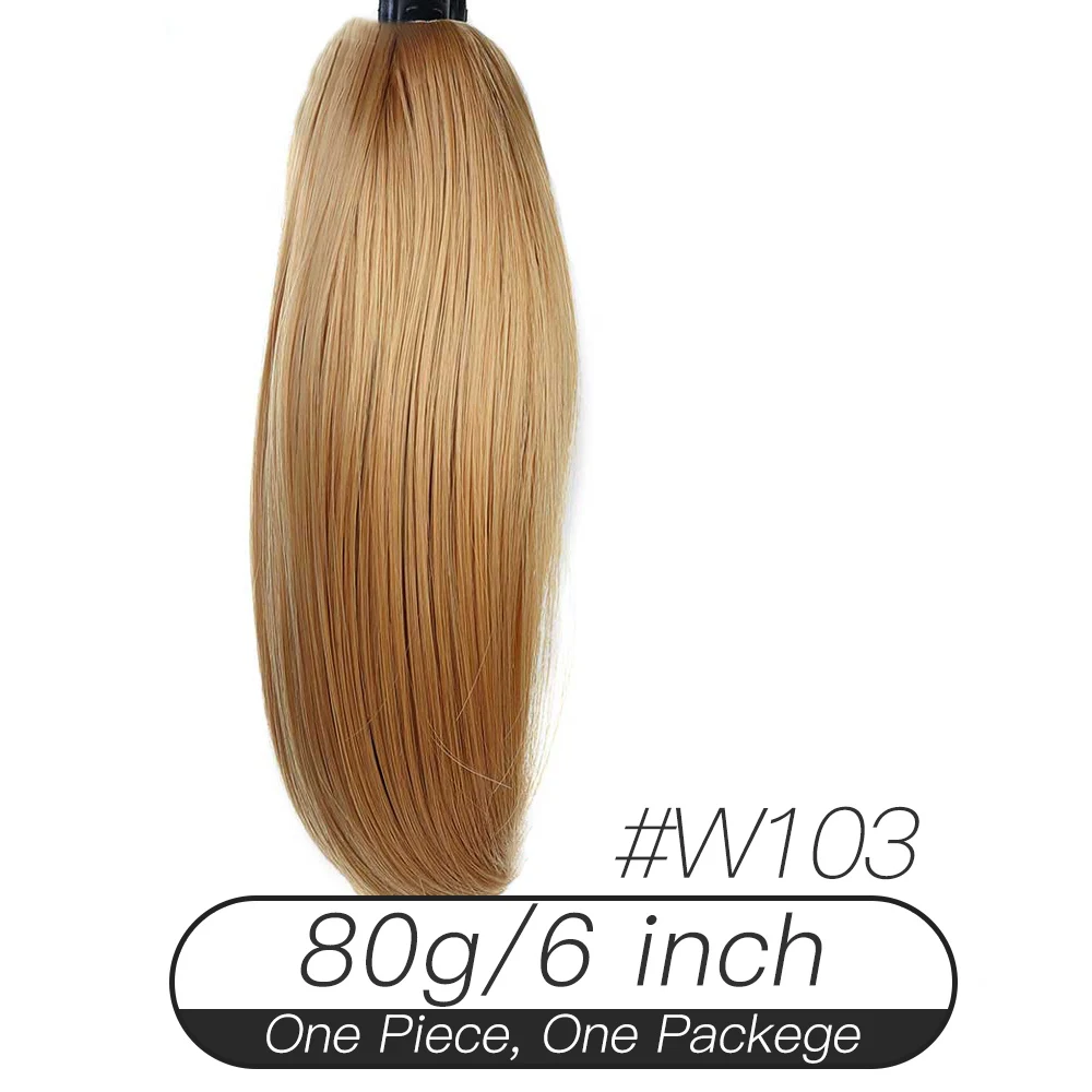 LM 6''80g прямые длинные накладные волосы на заколках блонд черный маленький конский хвост волокна синтетические волосы коготь конские хвосты - Цвет: NW103-W103